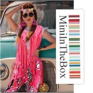 MiniIn The Box 60s 70s Hippie Fringe Vest Boho Bell Pants Set Costume